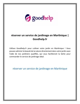 réserver un service de jardinage en Martinique  Goodhelp fr