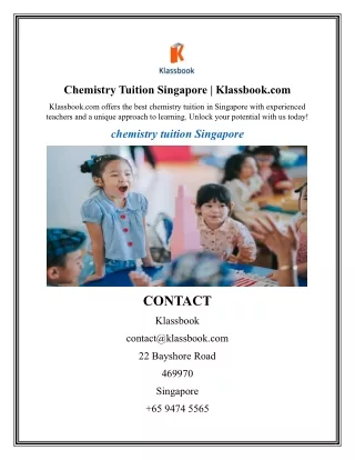 Chemistry Tuition Singapore  Klassbook