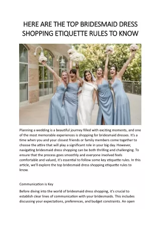 HERE ARE THE TOP BRIDESMAID DRESS SHOPPING ETIQUETTE RULES TO KNOW