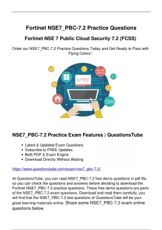 Most Updated Fortinet NSE7_PBC-7.2 Practice Questions - Ensure Your Success