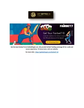 Fairbet7 Id | Getbettingid.com