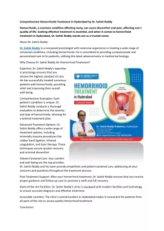 Haemorrhoids Treatment in Hyderabad