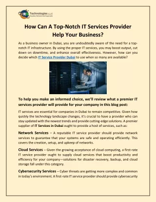 How Can A Top-Notch IT Services Provider Help Your Business?