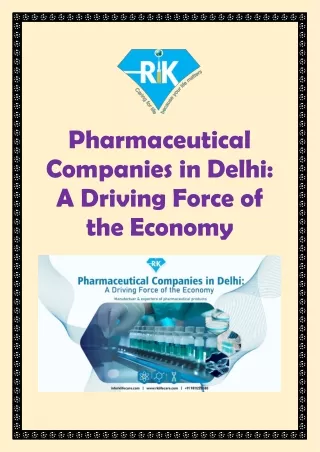 Pharmaceutical Companies in Delhi A Driving Force of the Economy