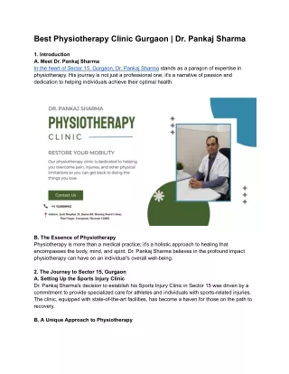 Best Physiotherapy Clinic Gurgaon  | Dr. Pankaj Sharma.