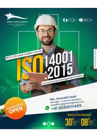 Level Up  Your Resume Add More Points - ISO 140012015 Lead Auditor Courses with GWG