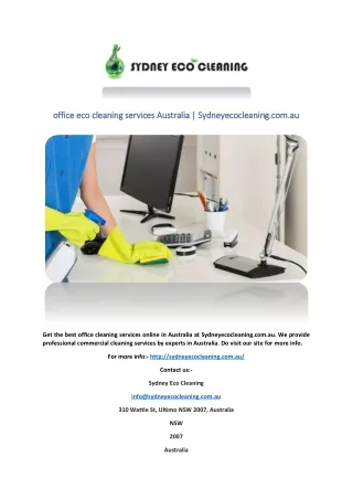 office eco cleaning services Australia | Sydneyecocleaning.com.au