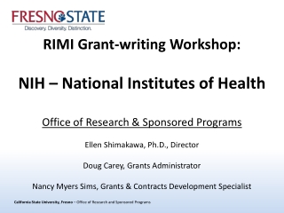 RIMI Grant-writing Workshop: NIH – National Institutes of Health
