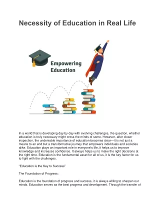 Necessity of Education in Real Life 1