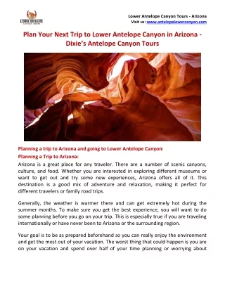 Plan Your Next Trip to Lower Antelope Canyon in Arizona - Dixie’s Antelope Canyon Tours