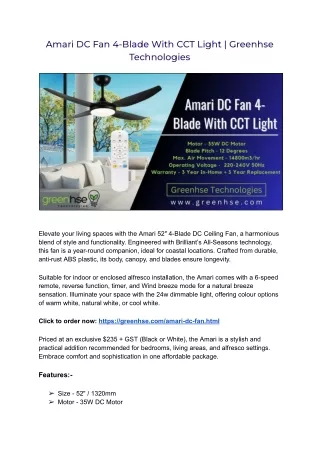 Amari DC Fan 4-Blade from Greenhse Technologies