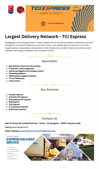 Largest Delivery Network - TCI Express