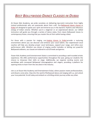 Best Bollywood Dance Classes in Dubai