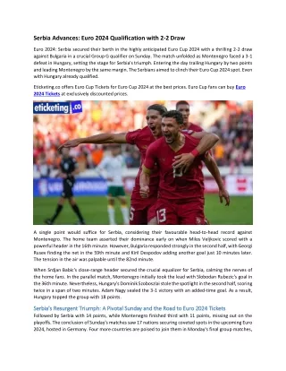 Serbia Advances Euro 2024 Qualification with 2-2 Draw