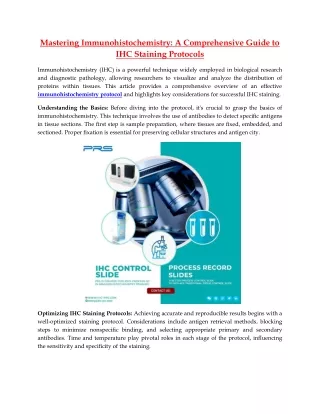 Mastering Immunohistochemistry A Comprehensive Guide to IHC Staining Protocols