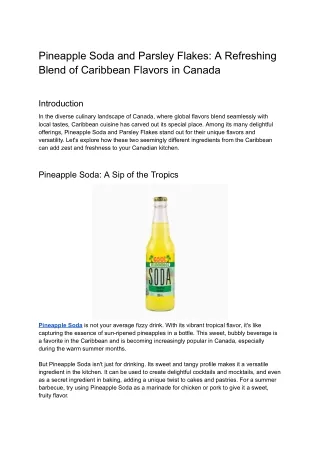 Pineapple Soda and Parsley Flakes_ A Refreshing Blend of Caribbean Flavors in Canada