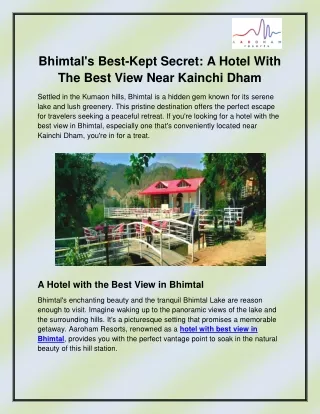 Hotel with best view in Bhimtal