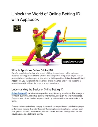 Cricket Betting with Appabook Online Cricket ID