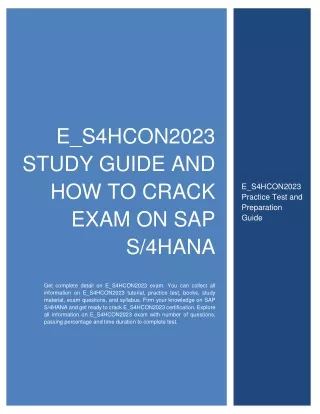 E_S4HCON2023 Study Guide and How to Crack Exam on SAP S/4HANA