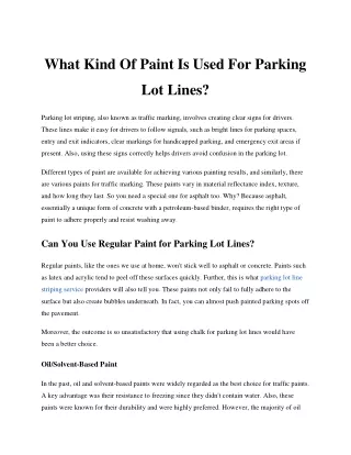 What Kind Of Paint Is Used For Parking Lot Lines