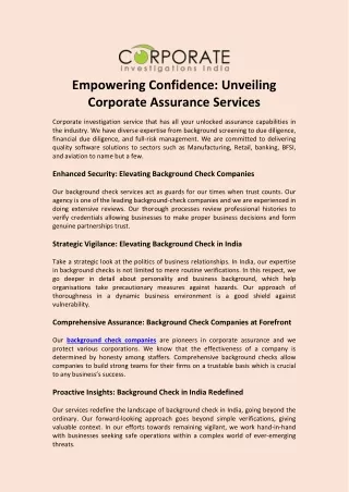 Empowering Confidence Unveiling Corporate Assurance Services