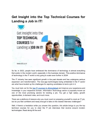 Get Insight into the Top Technical Courses for Landing a Job in IT!