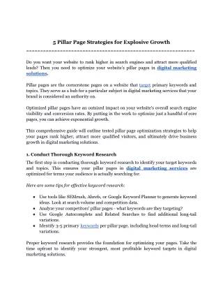 5 Pillar Page Strategies for Explosive Growth