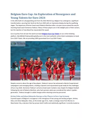 Belgium Euro Cup An Exploration of Resurgence and Young Talents for Euro 2024