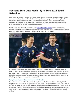 Scotland Euro Cup Flexibility in Euro 2024 Squad Selection