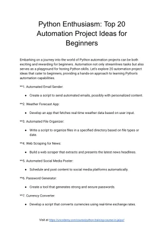 Python Enthusiasm_ Top 20 Automation Project Ideas for Beginners - Uncodemy