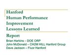 Hanford Human Performance Improvement Lessons Learned Report