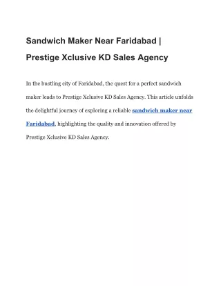 Sandwich Maker Near Faridabad | Prestige Xclusive KD Sales Agency