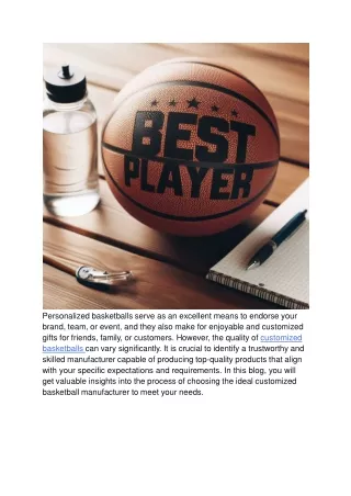 How to Choose the Customized Basketball Manufacturer