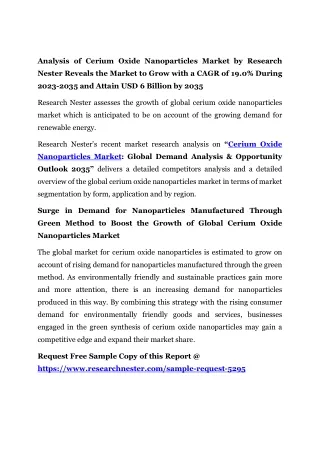 Cerium Oxide Nanoparticles Market