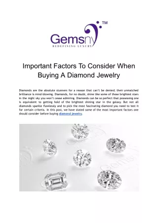 Important Factors To Consider When Buying A Diamond Jewelry