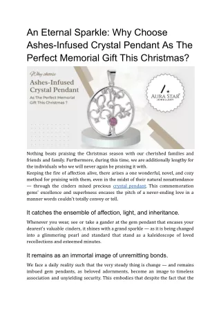 AN ETERNAL SPARKLE_ WHY CHOOSE ASHES-INFUSED CRYSTAL PENDANT AS THE PERFECT MEMORIAL GIFT THIS CHRISTMAS_