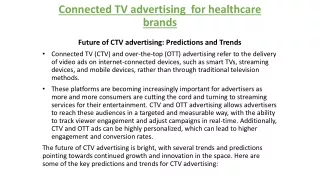 Connected TV advertising  for healthcare brands