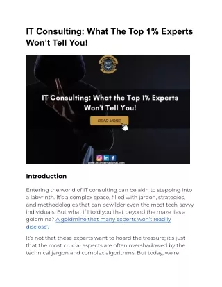 IT Consulting_ What The Top 1% Experts Won’t Tell You