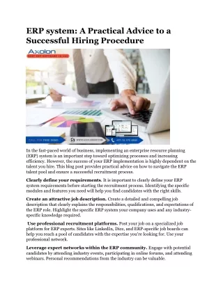 ERP system A Practical Advice to a Successful Hiring Procedure
