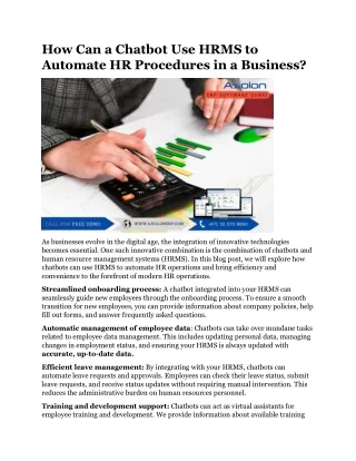 How Can a Chatbot Use HRMS to Automate HR Procedures in a Business