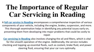 The Importance of Regular Car Servicing in Reading