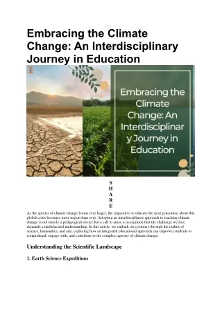 Climate Change: An Interdisciplinary Journey in Education