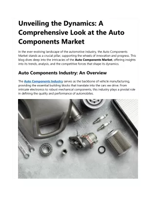 Sizing Up Success: Gauging the Auto Components Market Magnitude