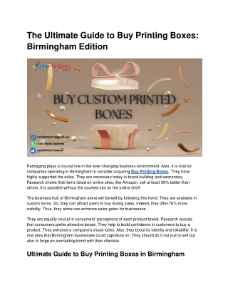 The Ultimate Guide to Buy Printing Boxes: Birmingham Edition