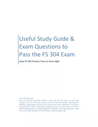 Useful Study Guide & Exam Questions to Pass the F5 304 Exam