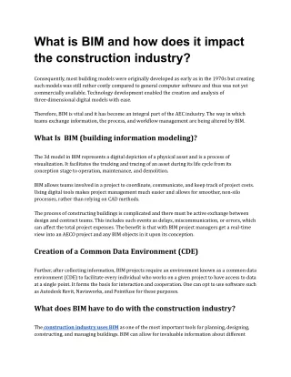 What is BIM and how does it impact the construction industry?