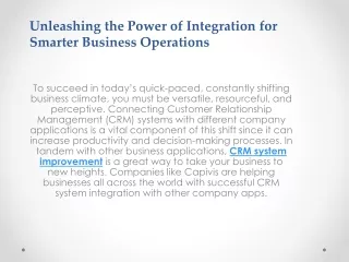 Unleashing the Power of Integration for Smarter Business Operations