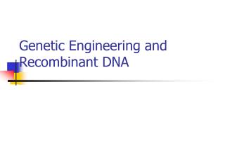 Genetic Engineering and Recombinant DNA