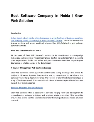 Best Software Company in Noida | Grav Web Solution.