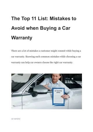 The Top 11 List_ Mistakes to Avoid when Buying a Car Warranty